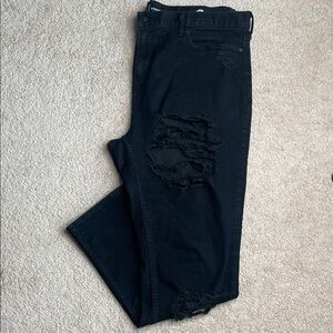 Old Navy Black Distressed Straight Jeans (Size: 40x32)